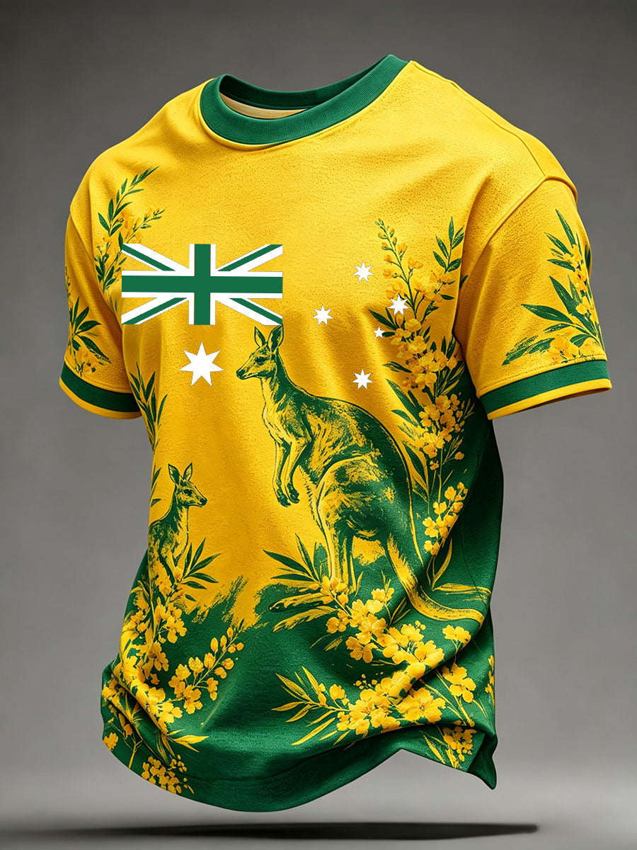 Men's Australia Football Lover Art Printed V-Neck T-Shirt