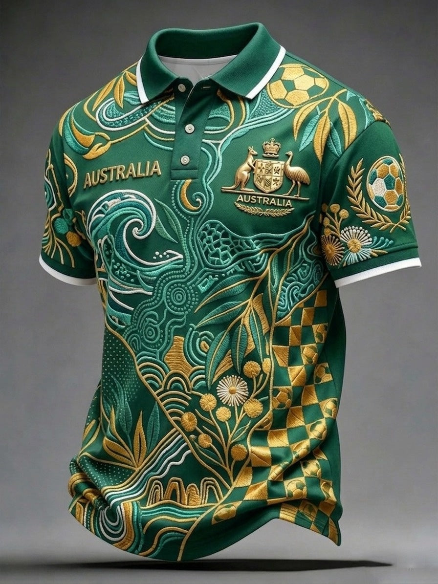 Men's Australian Football Lover Short Sleeve Polo Shirt