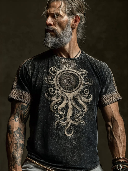 Men's Vintage Azathoth Cthulu Style Print short sleeves t-shirt