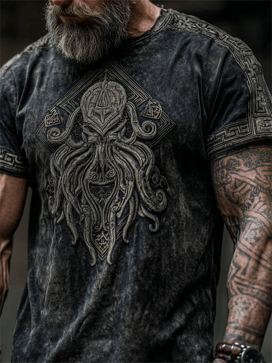 Men's Vintage Cthulu Great Old One Art Print short sleeves t-shirt
