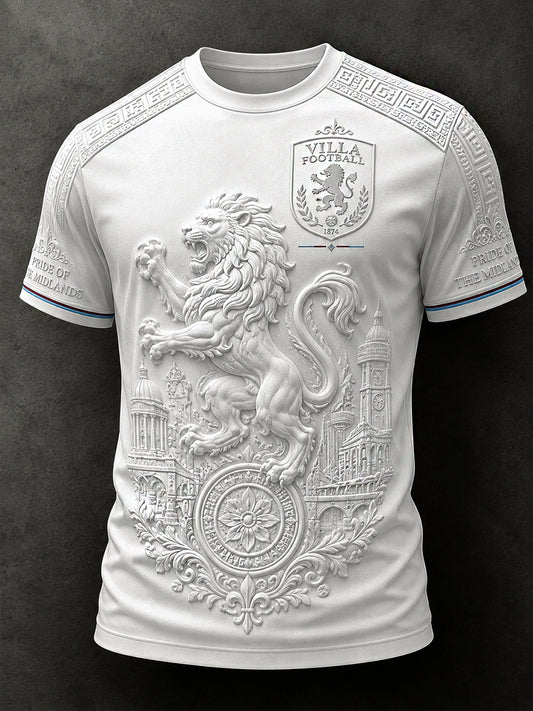 Retro Aston Villa Football Fan Art Print Casual Jersey