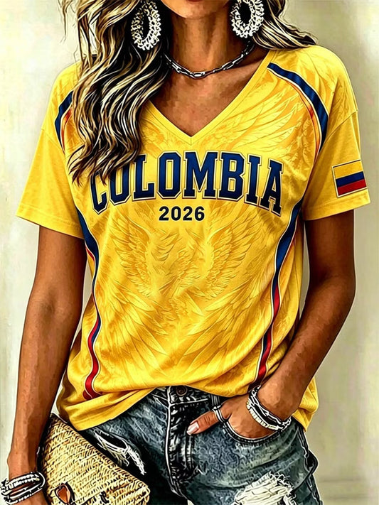 Women's Colombian football casual T-shirt