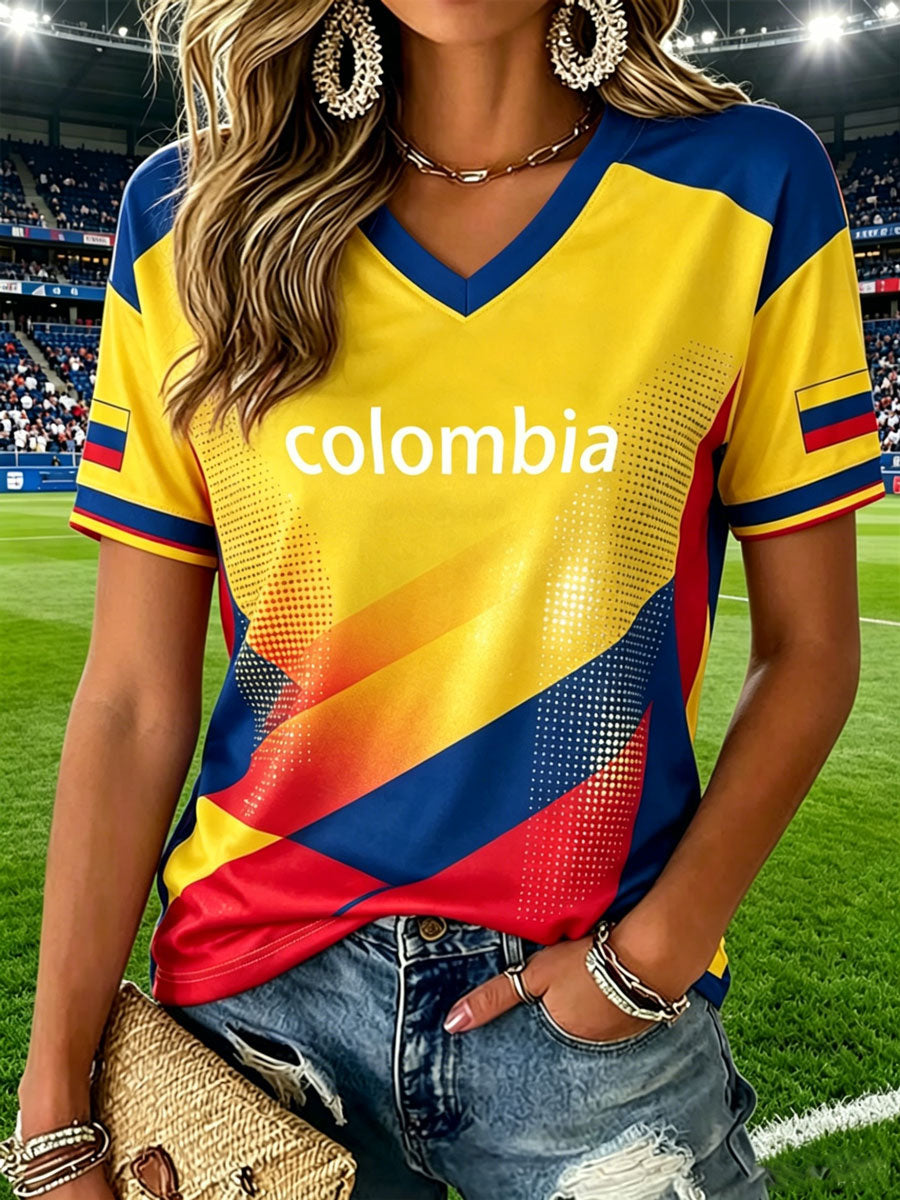 Women's Colombian Football Style Casual T-shirt