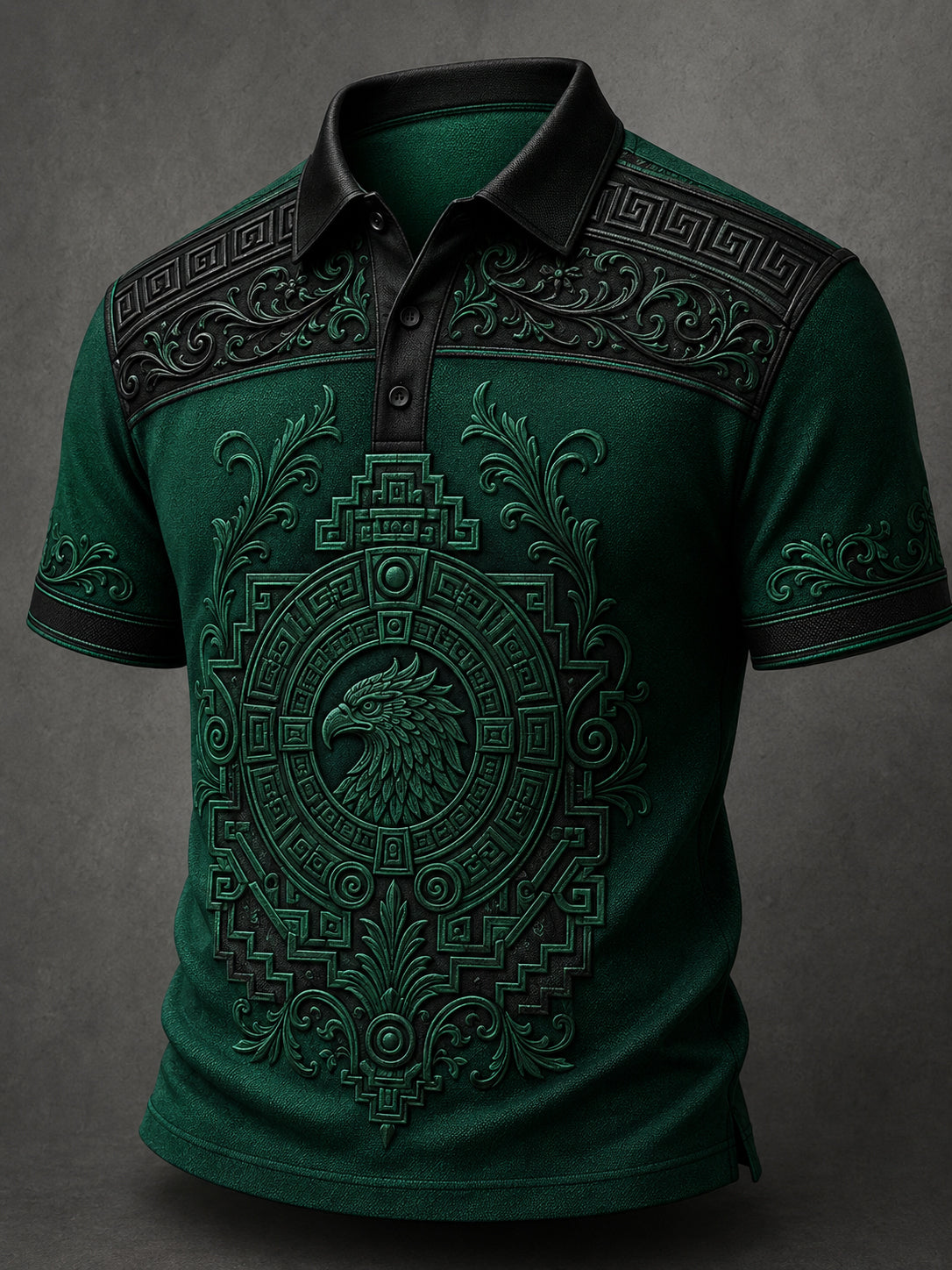 Men's Mexican Aztec Totem Art Print Polo