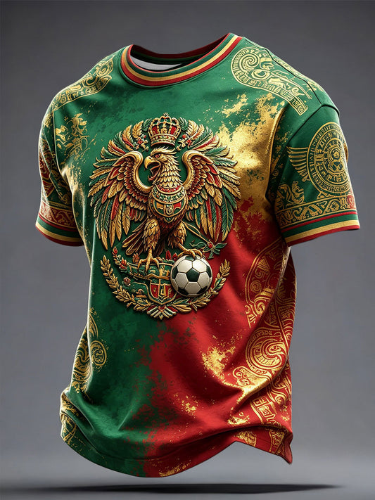 Men's Mexico Football Lover Art Printed T-shirt