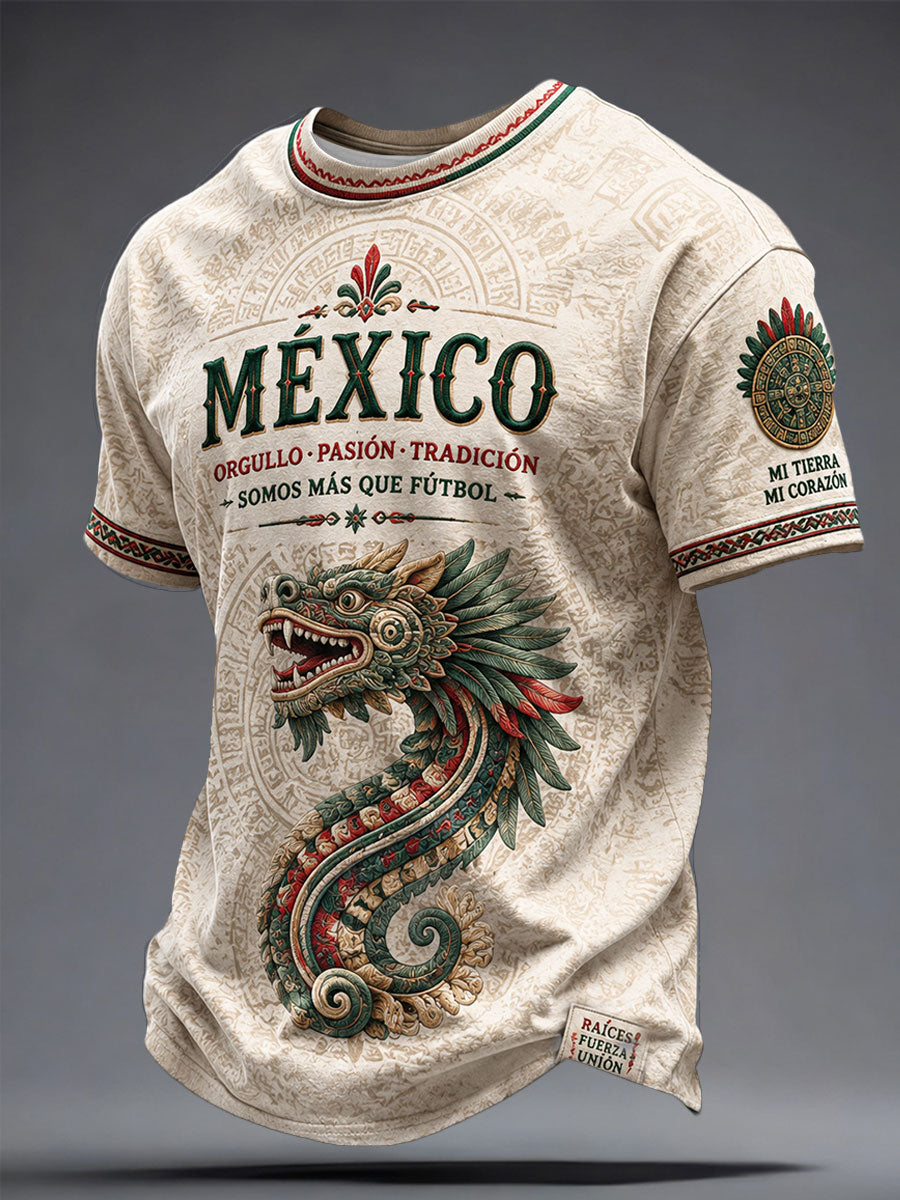 Men's Mexico Art Football Lover Printed T-shirt