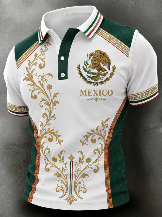 Men's Mexican Aztec Totem Art Print Polo