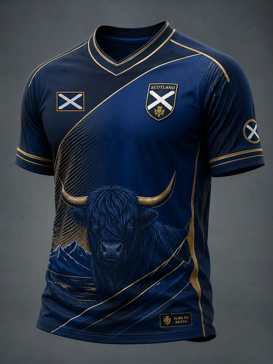 Men's Scotland Printed V-neck T-shirt