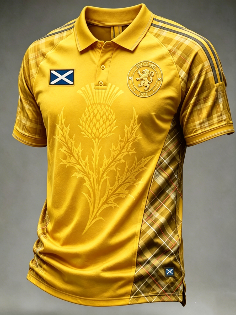 Men's SCOTLAND Printed three buttons shoulder sleeve