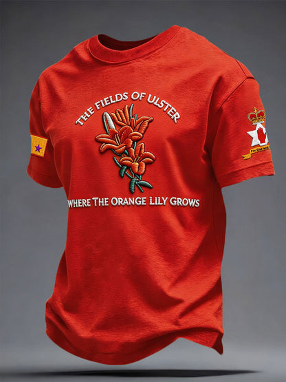 Men's 14 July Orangemens Day FDloral Art Printed T-shirt