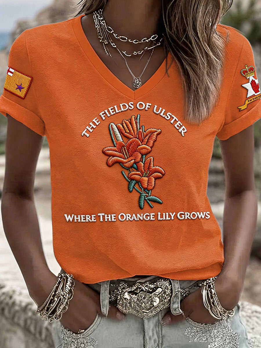 Women's 14 July Orangemens Day FDloral Art Printed T-shirt