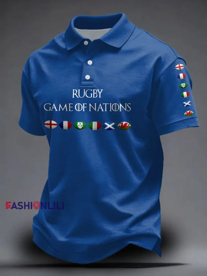 Unisex 6 Nations Rugby Lover Printed Casual Tops Blue / S
