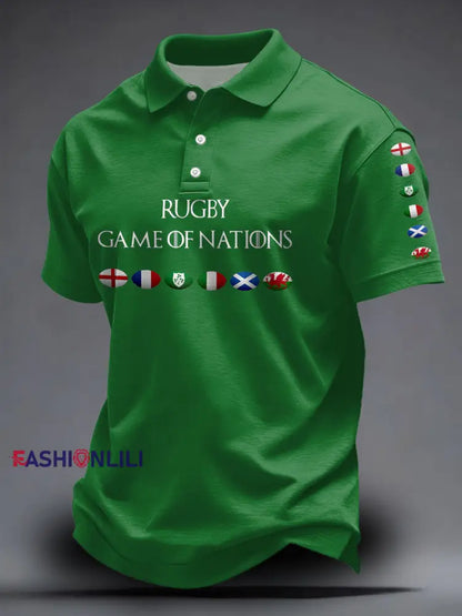 Unisex 6 Nations Rugby Lover Printed Casual Tops Green / S