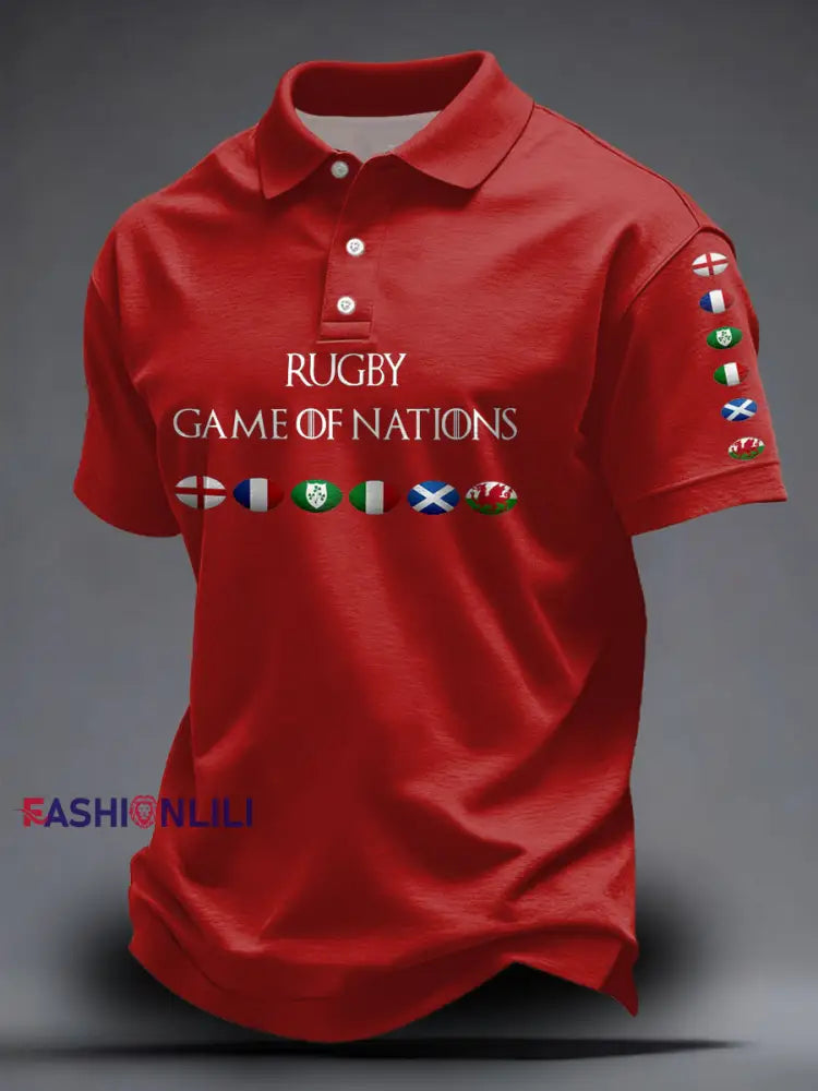 Unisex 6 Nations Rugby Lover Printed Casual Tops Red / S