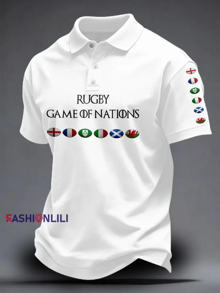 Unisex 6 Nations Rugby Lover Printed Casual Tops White / S