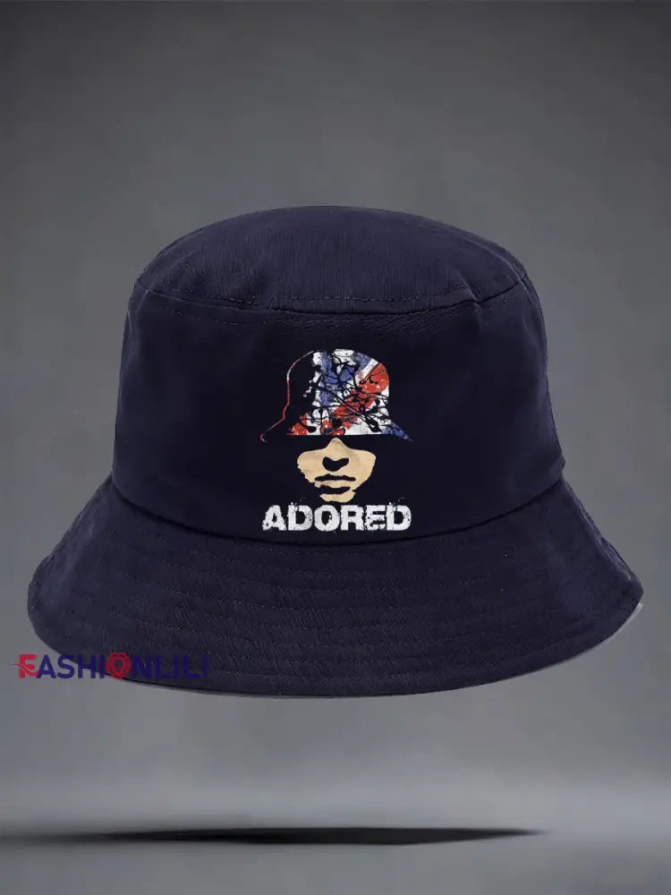 Unisex Adored Lemon Roses Music Lover Printed Hat Navy Blue / ONE
