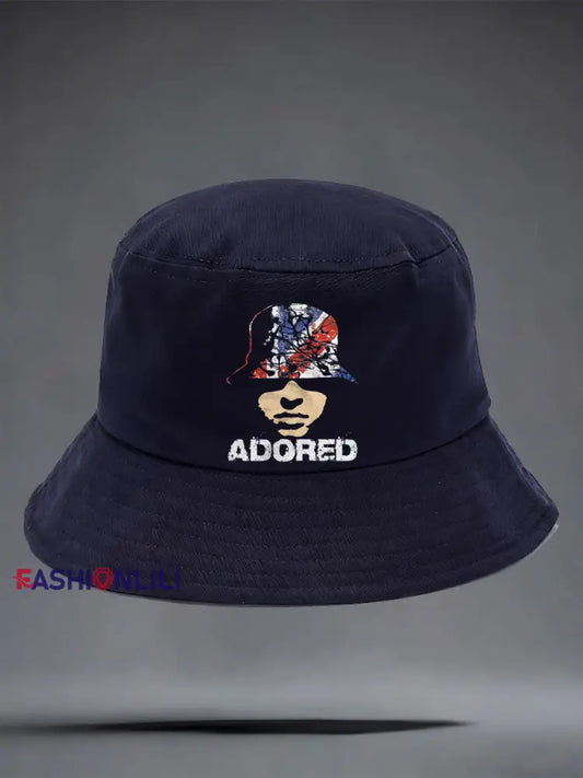 Unisex Adored Lemon Roses Music Lover Printed Hat Navy Blue / ONE