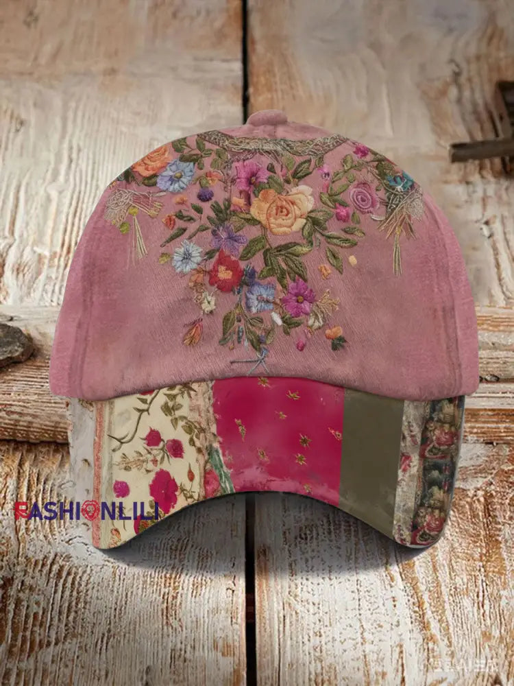 Unisex Breast Cancer Awareness Floral Printed Hat Pink / ONE