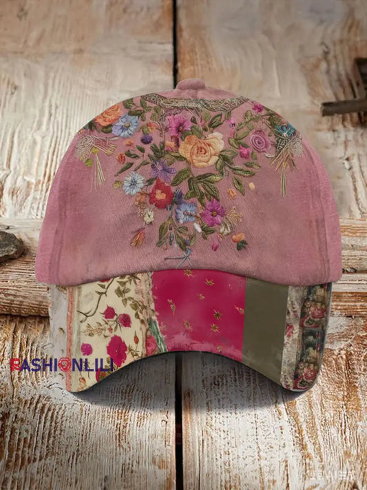 Unisex Breast Cancer Awareness Floral Printed Hat Pink / ONE