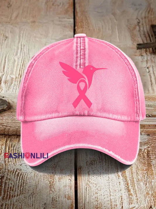 Unisex Breast Cancer Awareness Pink Hummingbird Hat Pink / ONE