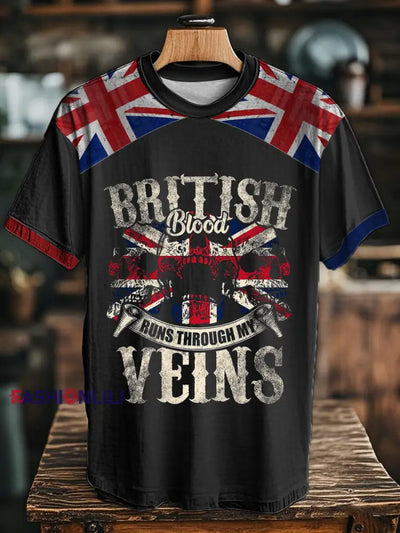 Unisex British Blood Proud Printed T-shirt Black / S