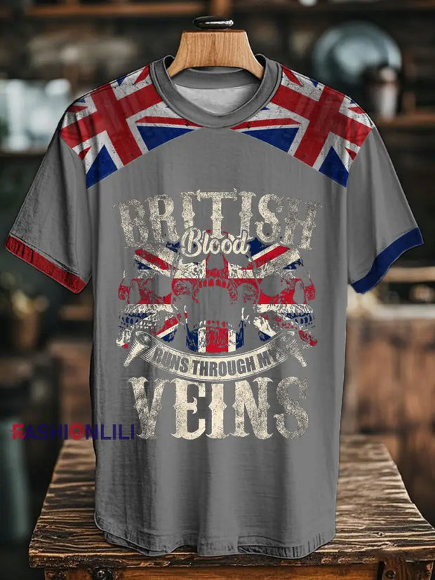 Unisex British Blood Proud Printed T-shirt Light Gray / S