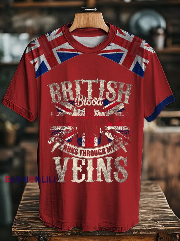 Unisex British Blood Proud Printed T-shirt Red / S