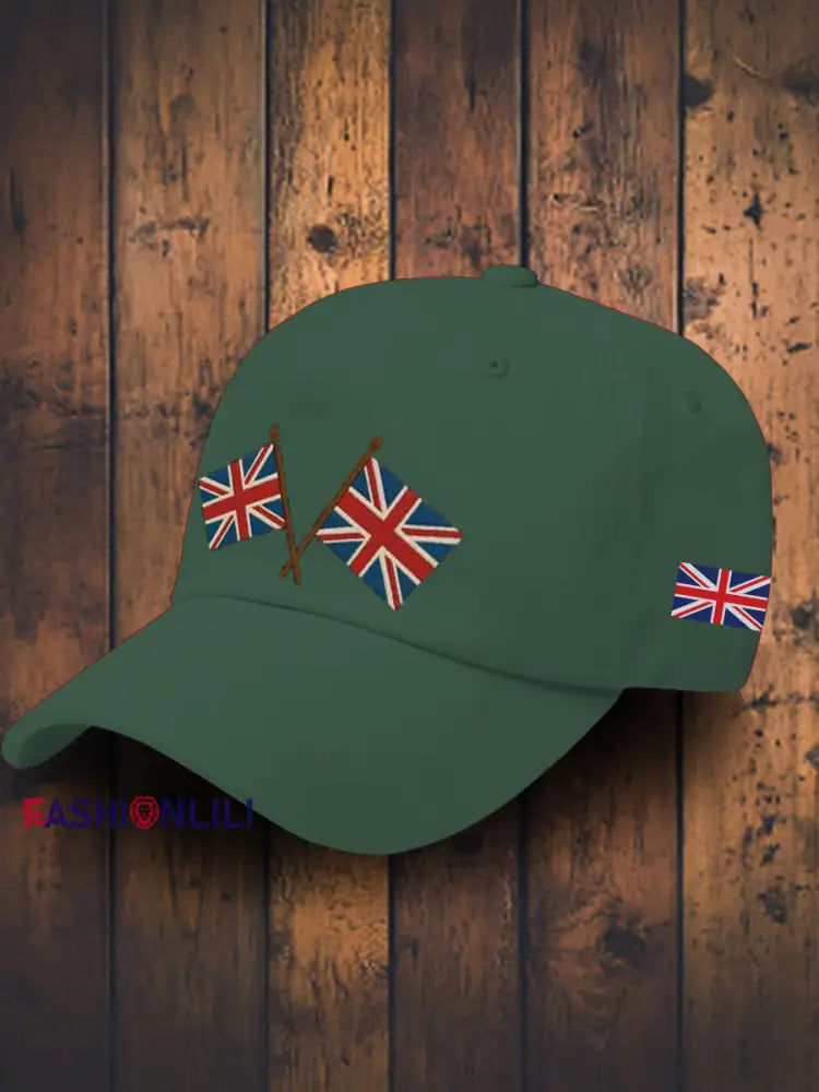 Unisex British Design Print Hat Army Green / JM