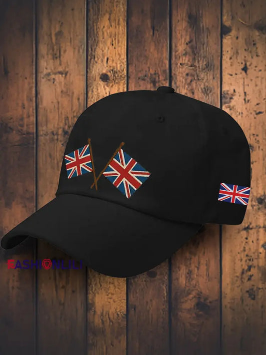 Unisex British Design Print Hat Black / JM