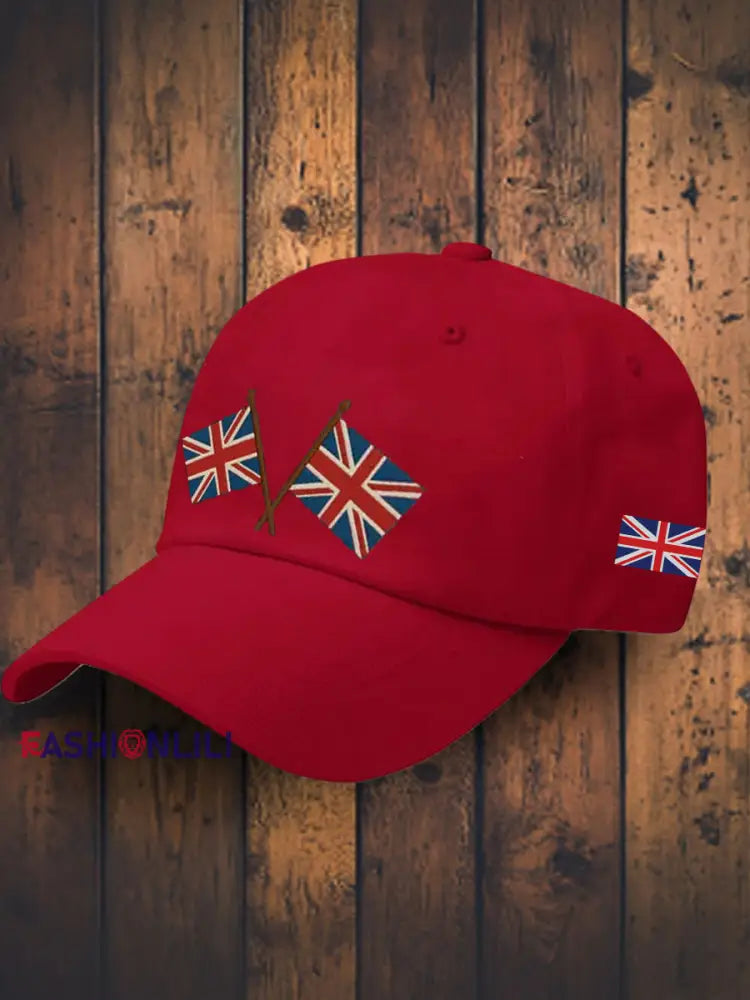 Unisex British Design Print Hat Red / JM