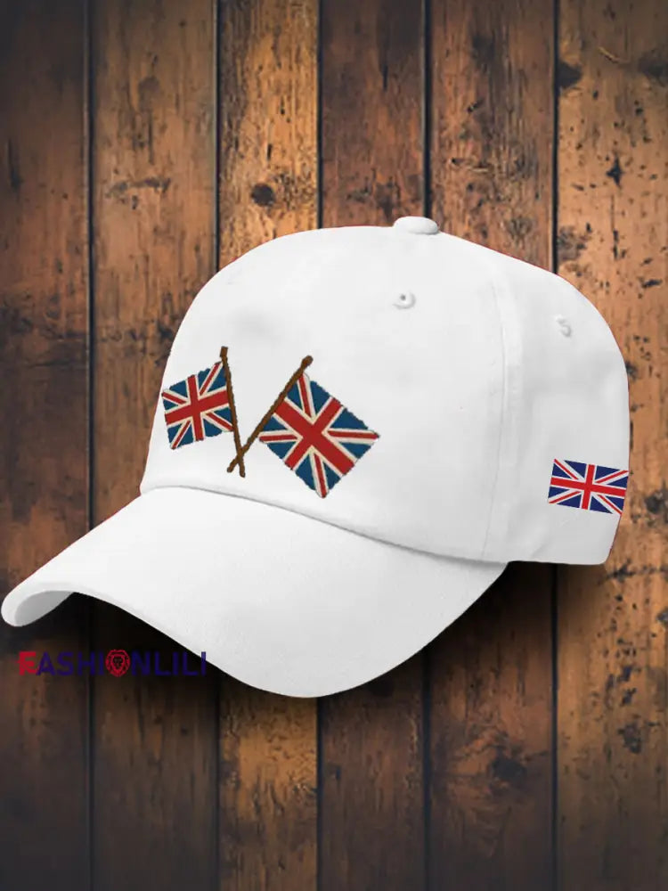 Unisex British Design Print Hat White / JM
