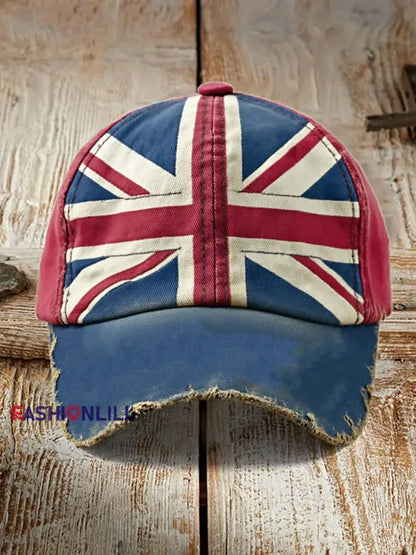 Unisex british flag patchwork Print Hat As picture / ONE
