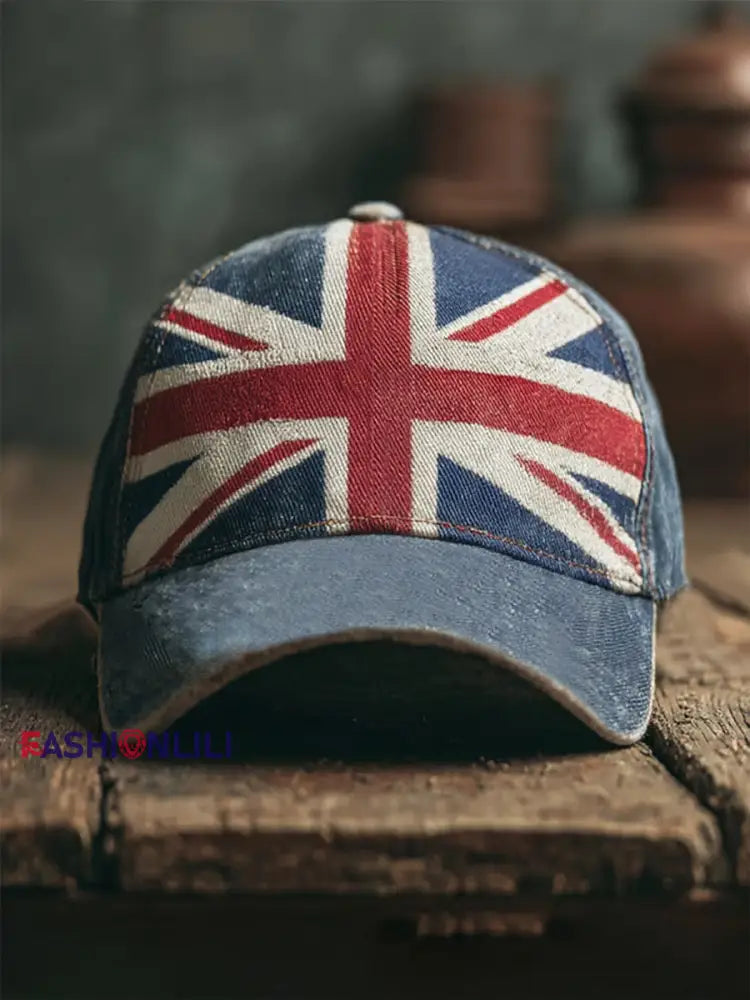 Unisex british flag patchwork Print Hat As picture / ONE