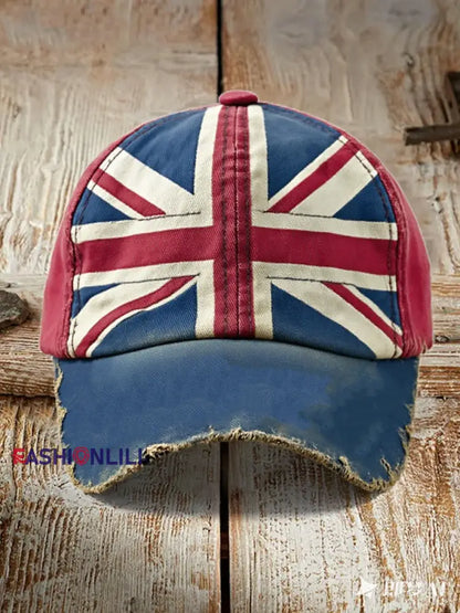 Unisex british flag patchwork Print Hat As picture / ONE