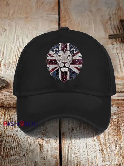 Unisex British imitation diamond hot drilling Print Hat Black / ONE