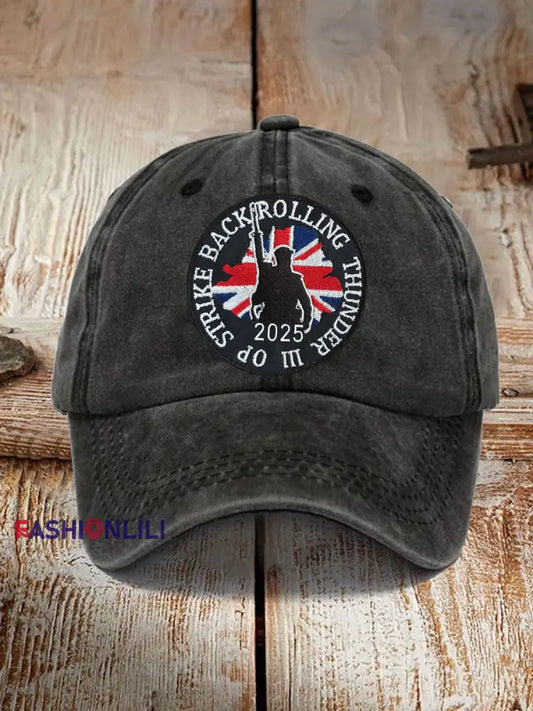 Unisex British Veteran Design Print Hat Black / JM