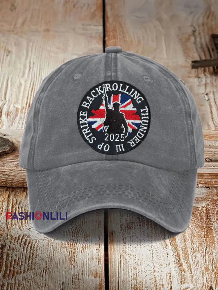 Unisex British Veteran Design Print Hat Gray / JM