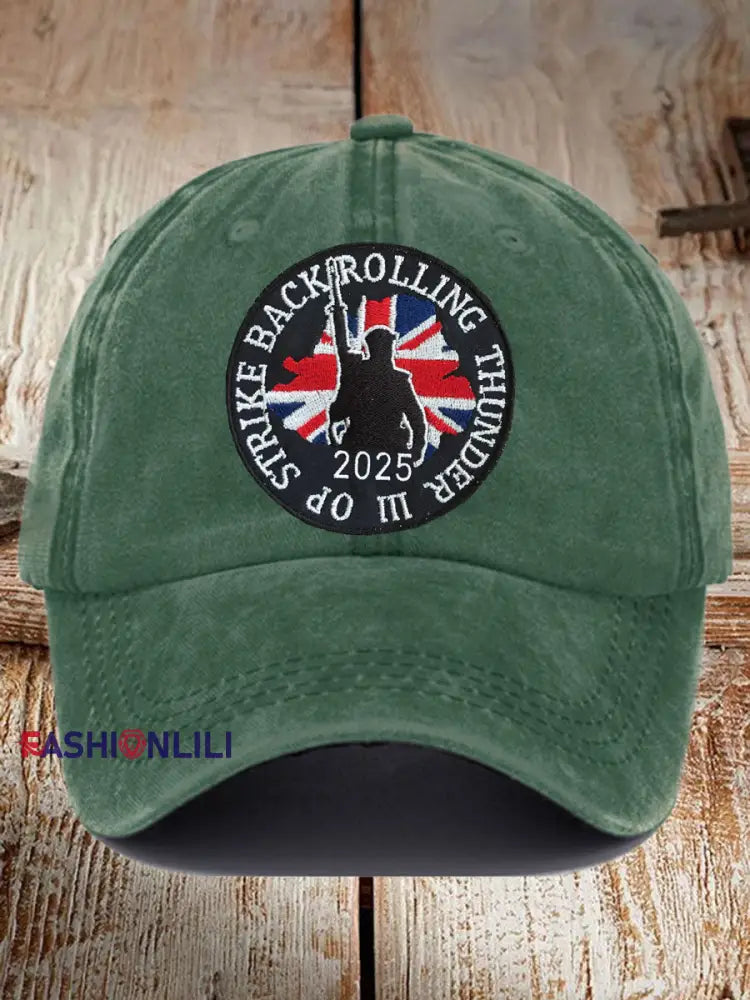 Unisex British Veteran Design Print Hat Green / JM