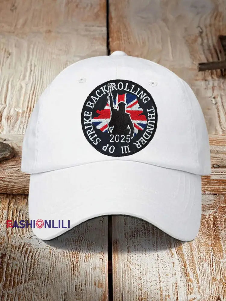 Unisex British Veteran Design Print Hat White / JM