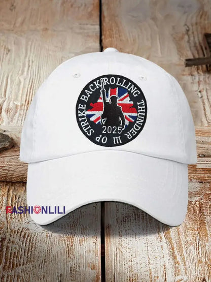 Unisex British Veteran Design Print Hat White / JM