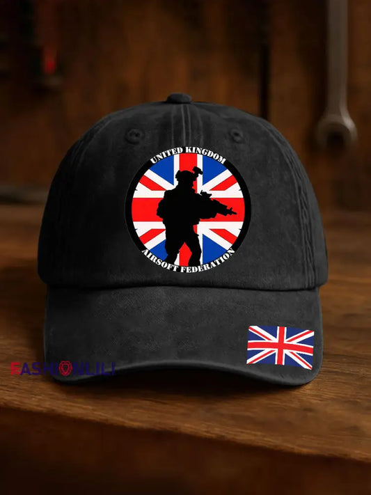 Unisex British Veteran Print Design Print Hat Black / ONE