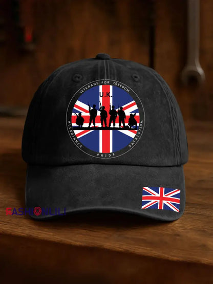 Unisex British Veteran Print Design Print Hat Black / ONE