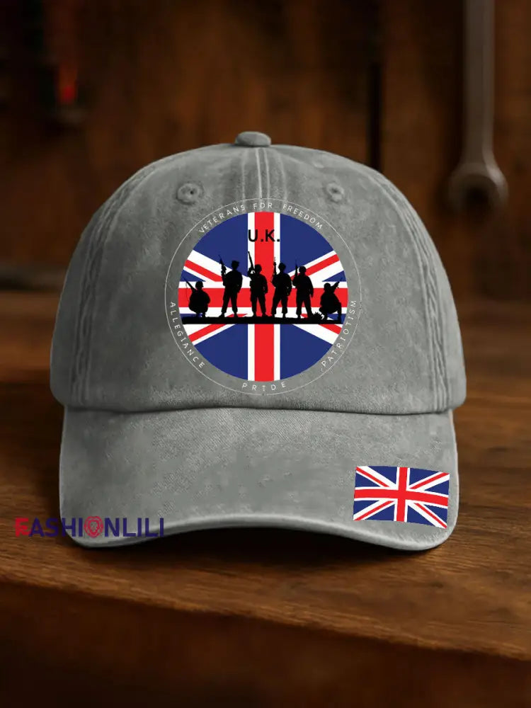 Unisex British Veteran Print Design Print Hat Gray / ONE