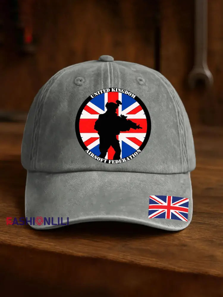 Unisex British Veteran Print Design Print Hat Gray / ONE