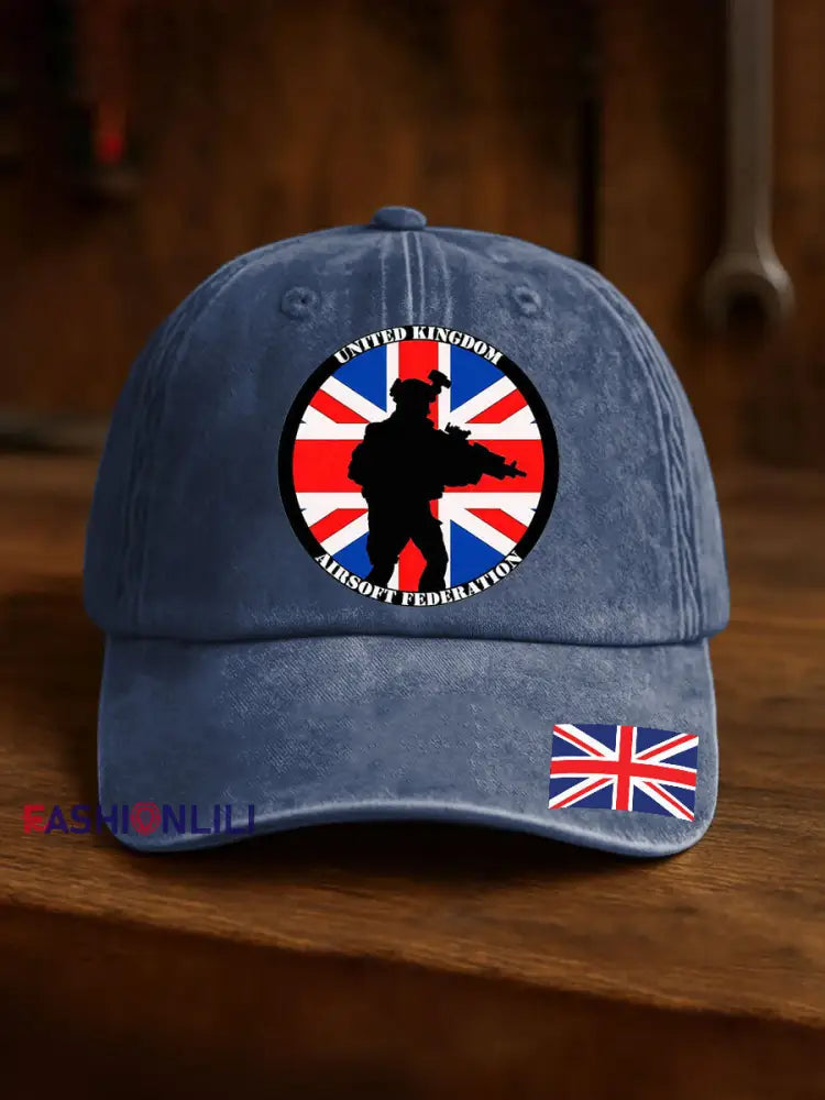 Unisex British Veteran Print Design Print Hat Navy Blue / ONE