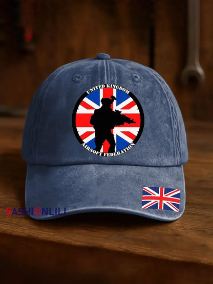 Unisex British Veteran Print Design Print Hat Navy Blue / ONE