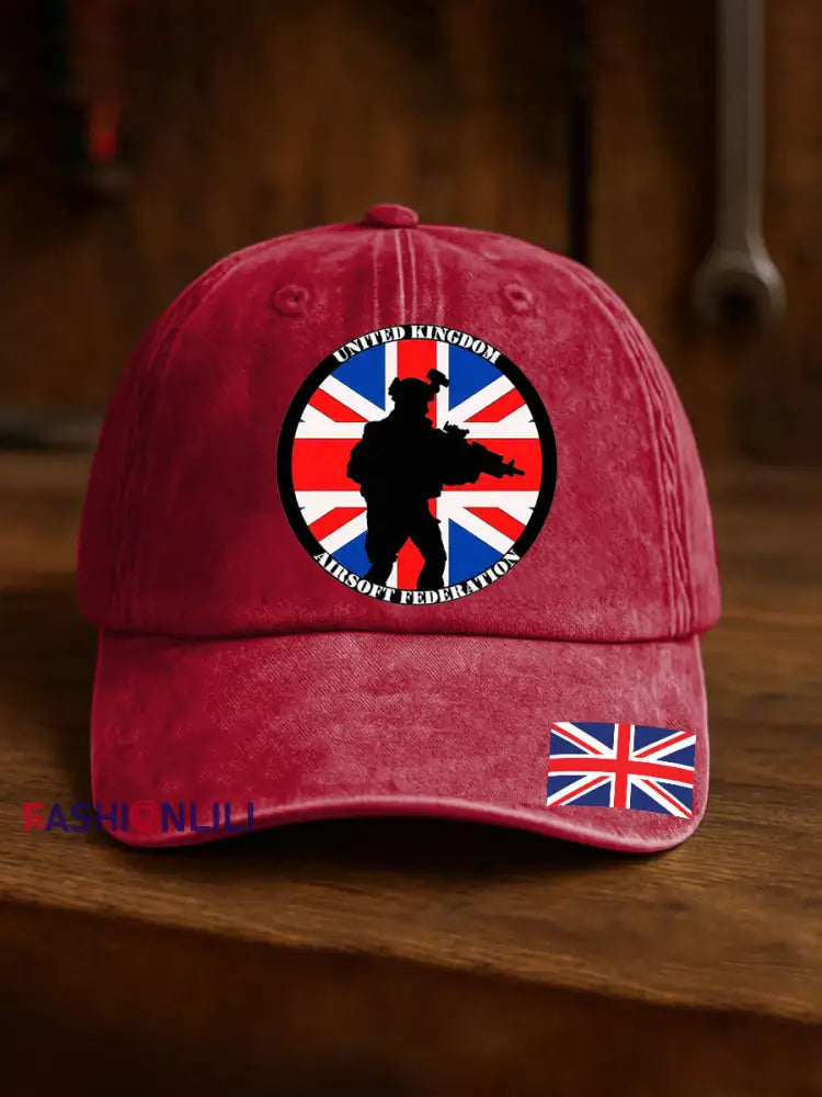 Unisex British Veteran Print Design Print Hat Red / ONE