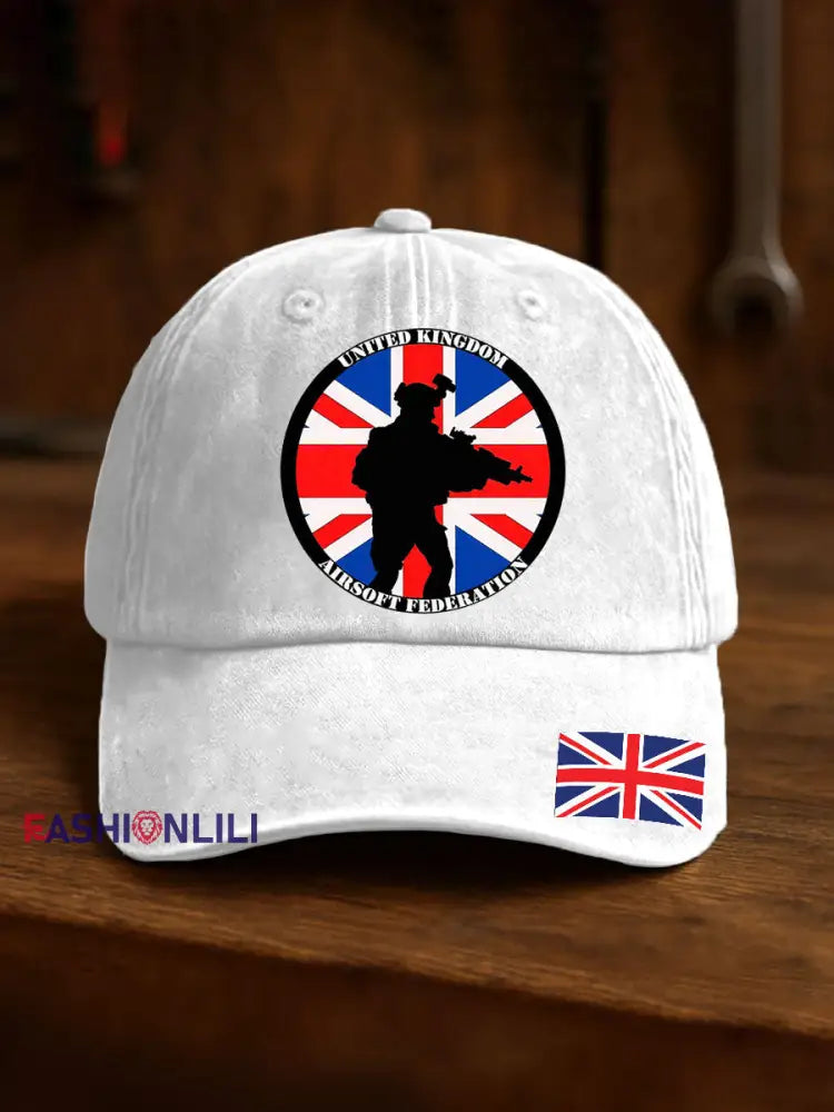 Unisex British Veteran Print Design Print Hat White / ONE