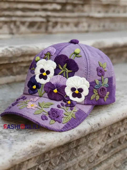 Unisex Casual Purple Gradient Pansy Hat Purple / ONE