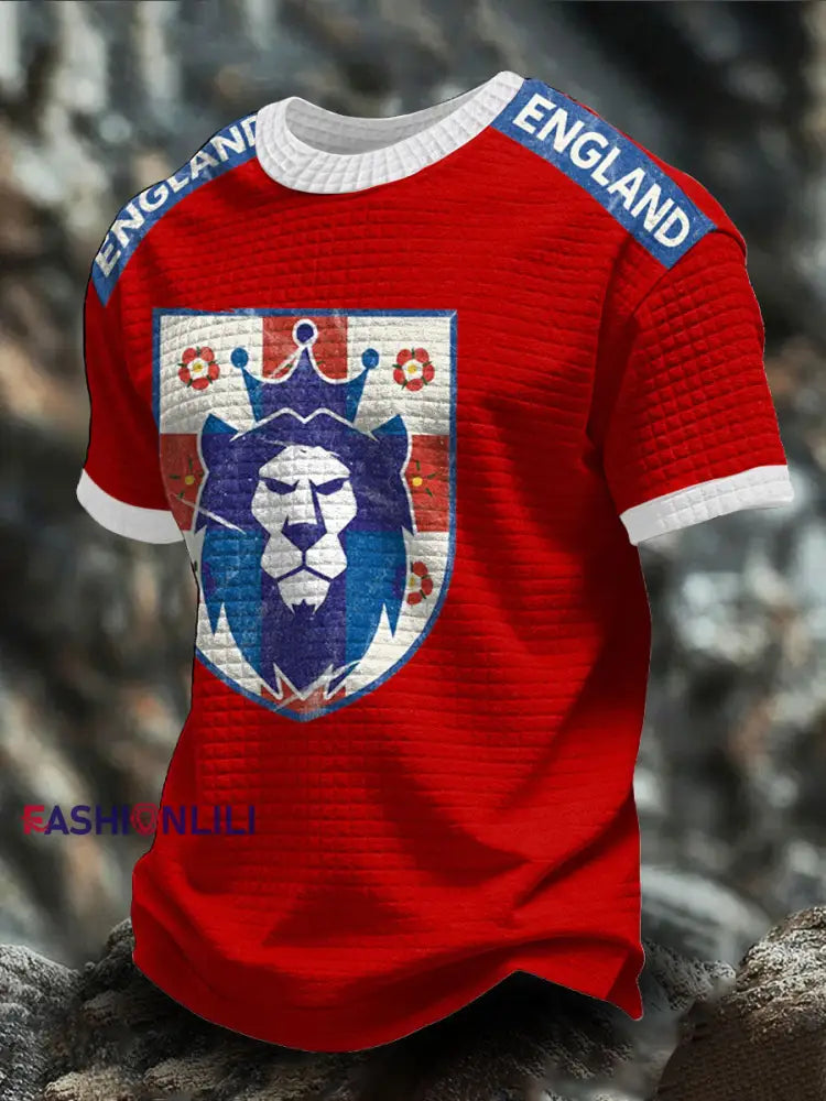Unisex England Rugby Lover Roses Art Printed T-shirt Red / S